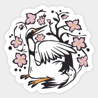 Elegant Japanese Crane Sticker